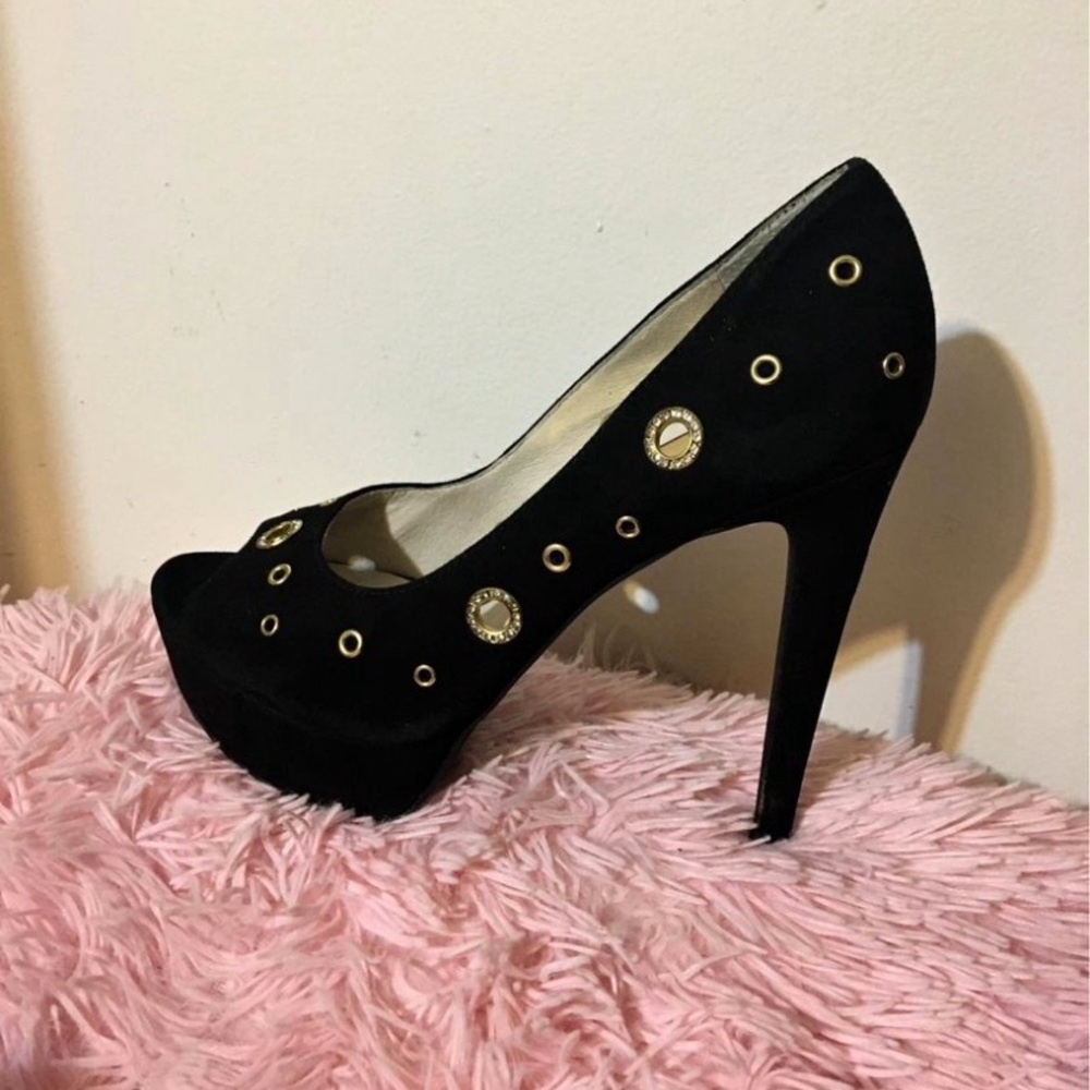 Michael Kors Women's Delilah Peep Toe Tall High Heels Platforms Stilettos SZ 8.5 - Picture 4 of 11